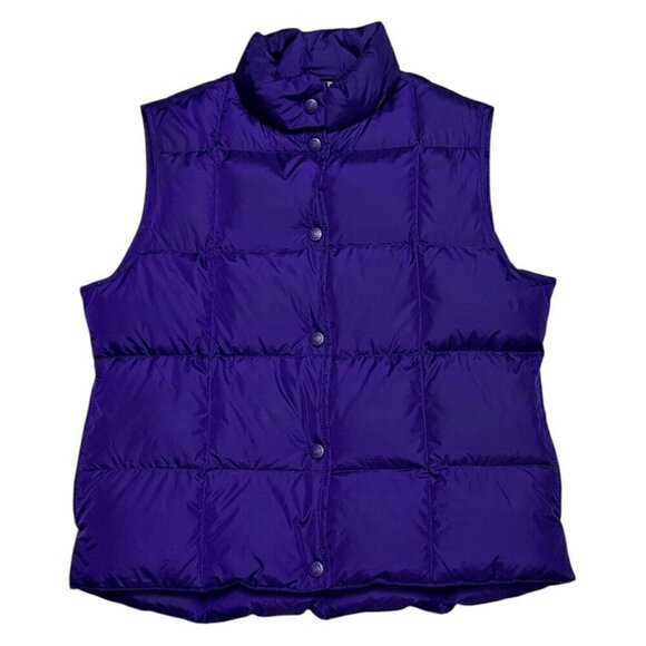 LL BEAN GOOSE DOWN FILL Designer Retro Purple Winter Puffer VEST Womens Small - Picture 2 of 5